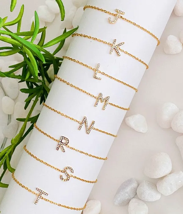 Dainty Sparkle Initial Bracelet