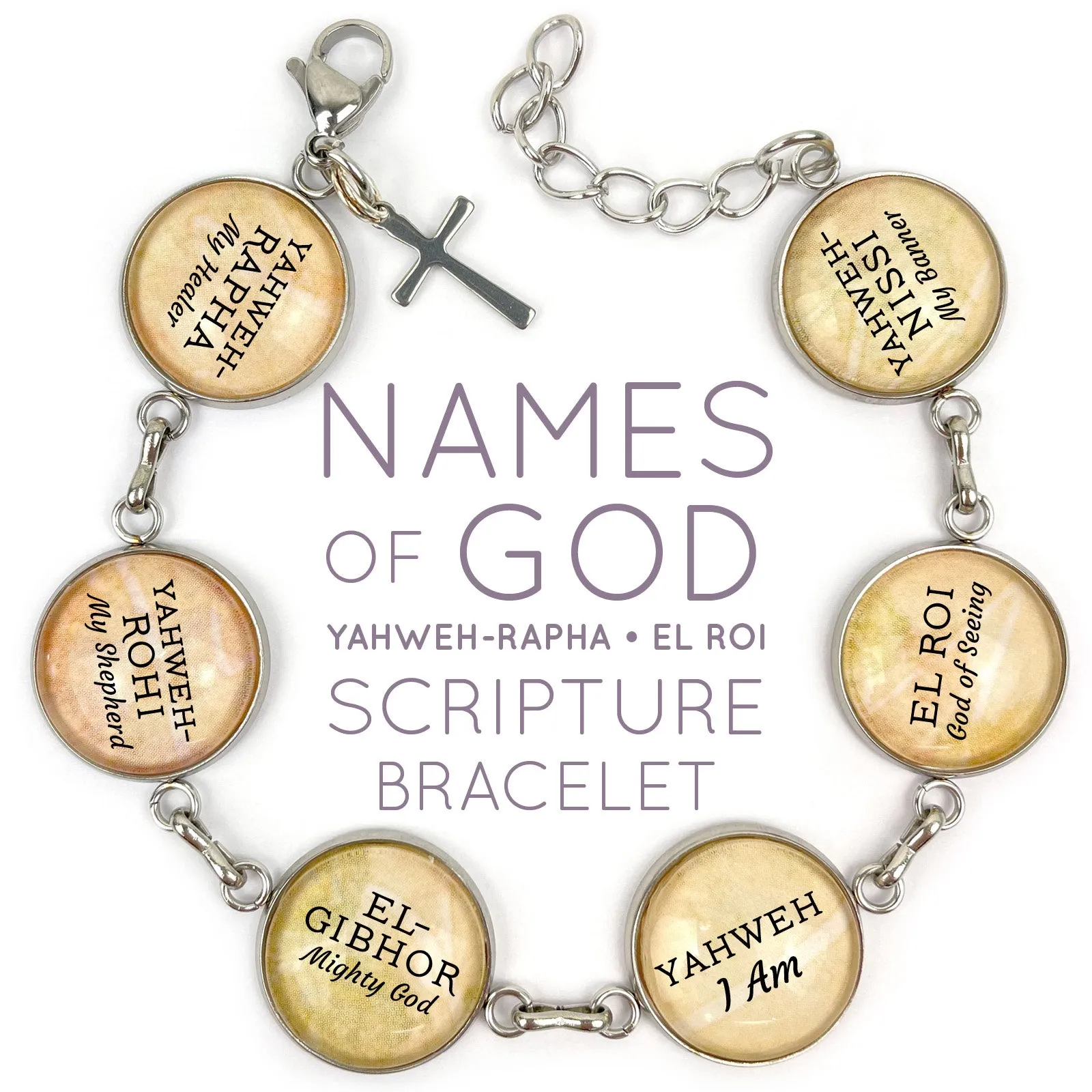 El-Gibhor, Mighty God – Names of God Hebrew Scripture Pendant Necklace (2 Sizes) – Jewelry Set