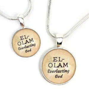 El-Olam, Everlasting God – Names of God Hebrew Scripture Pendant Necklace (2 Sizes) – Jewelry Set