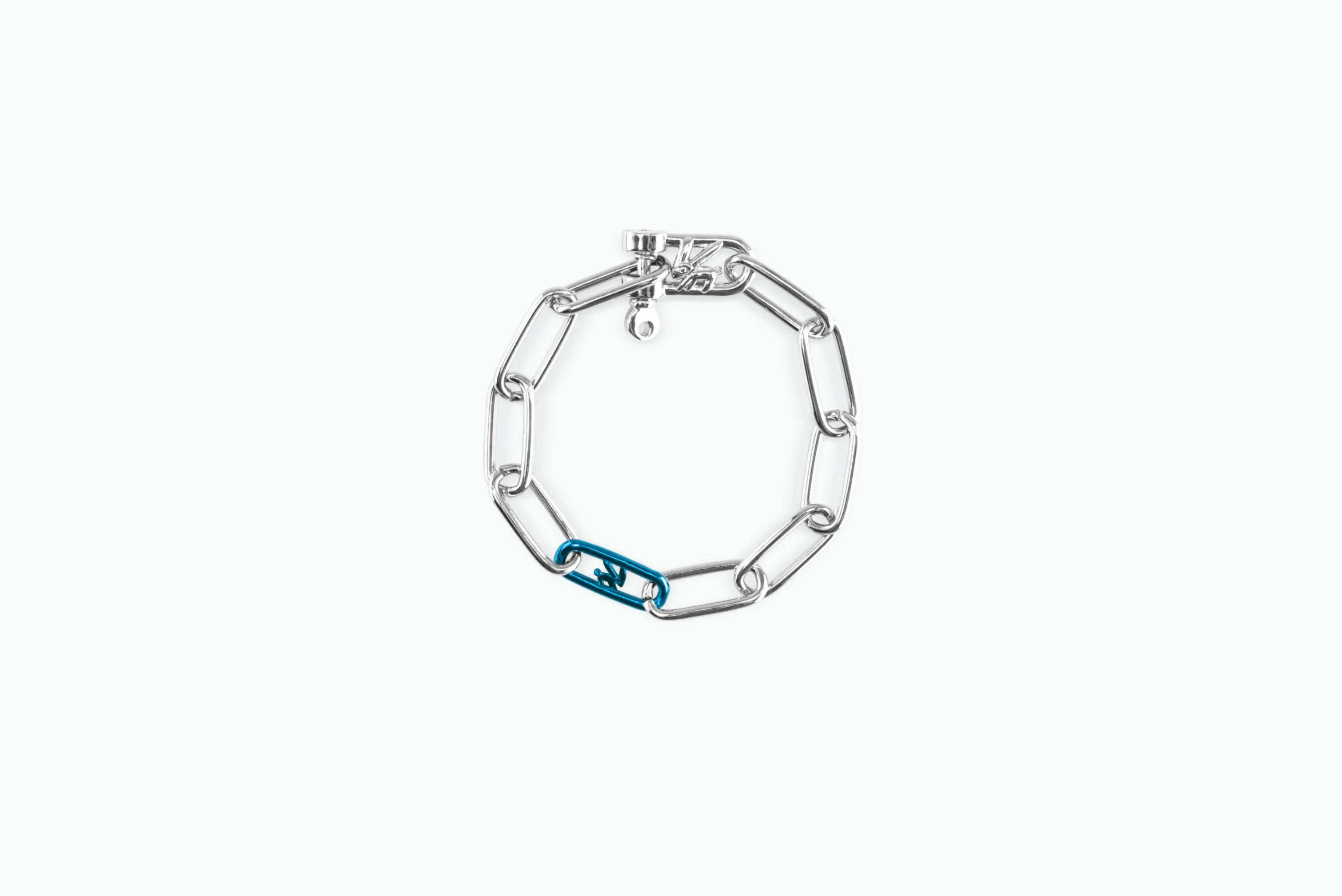 Electro Signature Chain Bracelet Silver Neon Blue