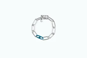 Electro Signature Chain Bracelet Silver Neon Blue