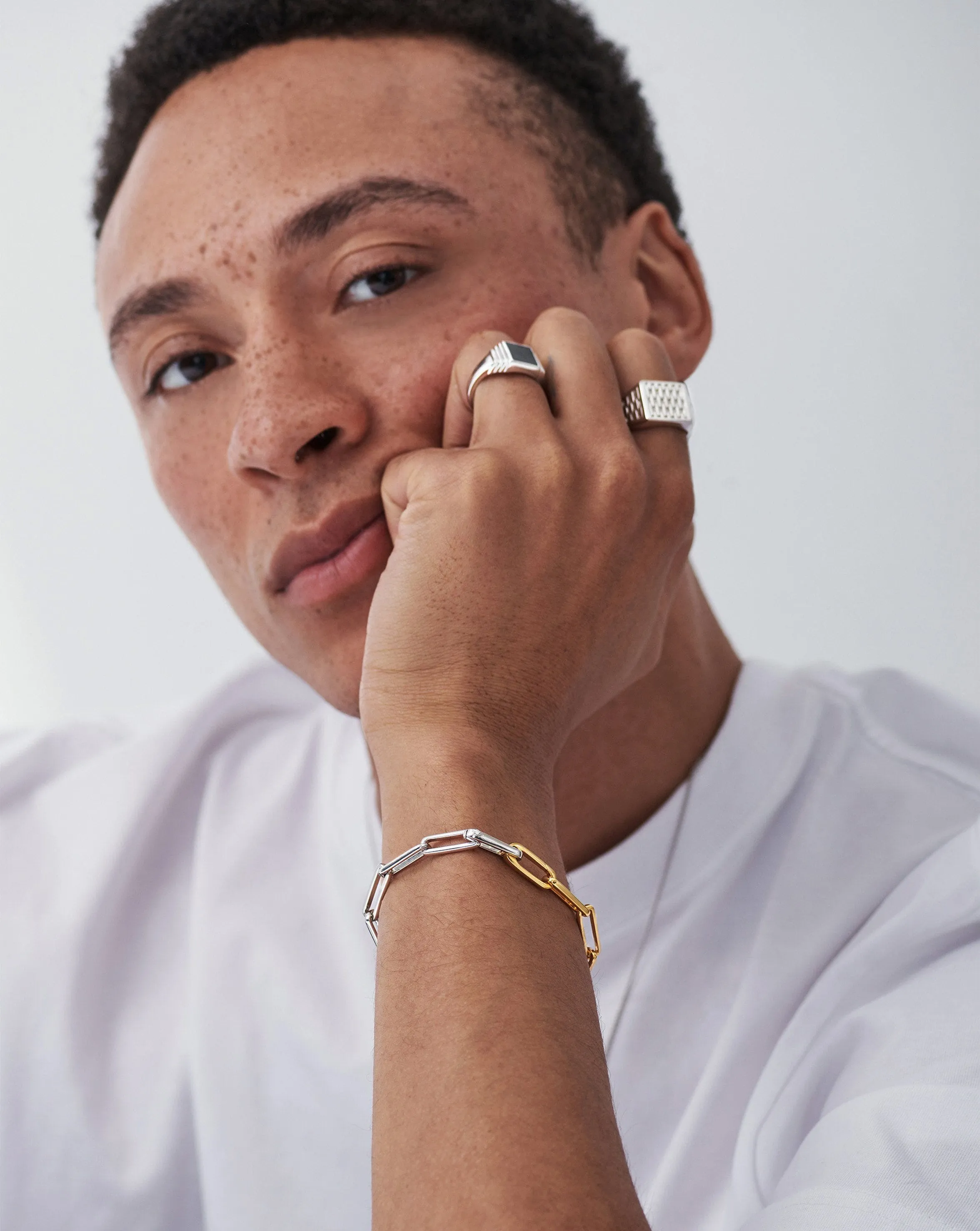 Fused Two Tone Modular Chain Bracelet | 18k Gold Vermeil/Sterling Silver