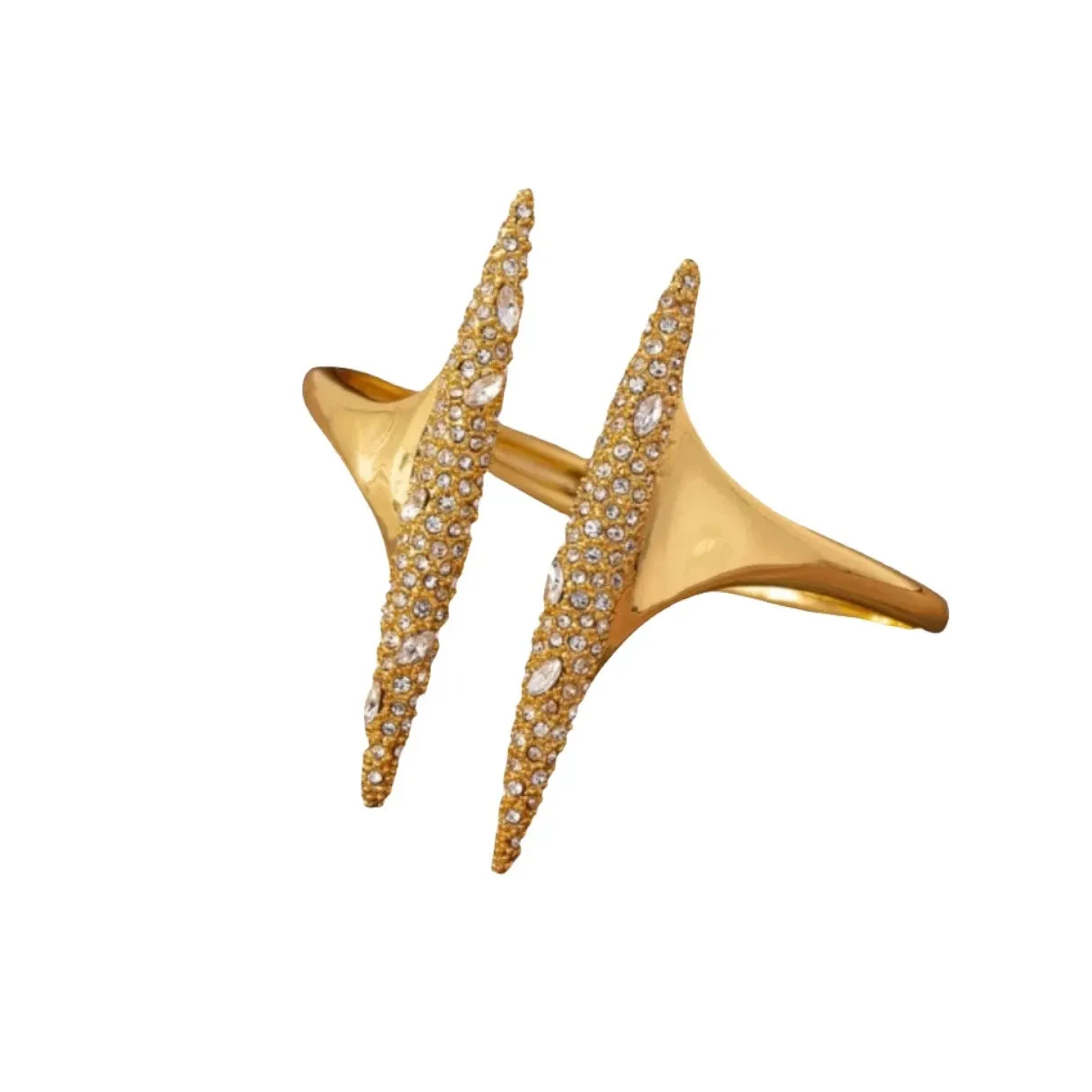 Gold Diamond Slash Cuff Bracelet