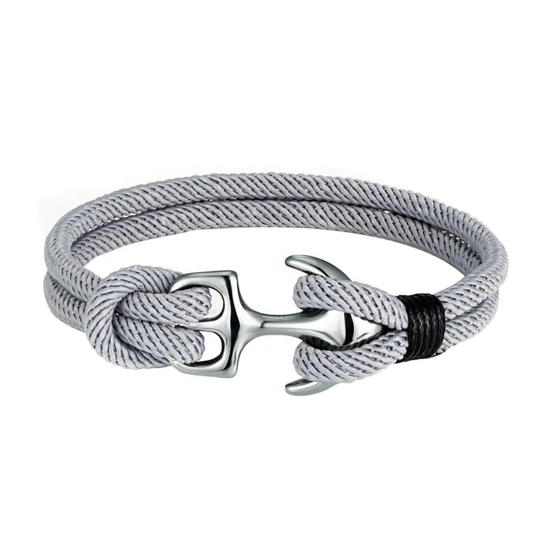 Gordi Silver Anchor Solid Rope Bracelet