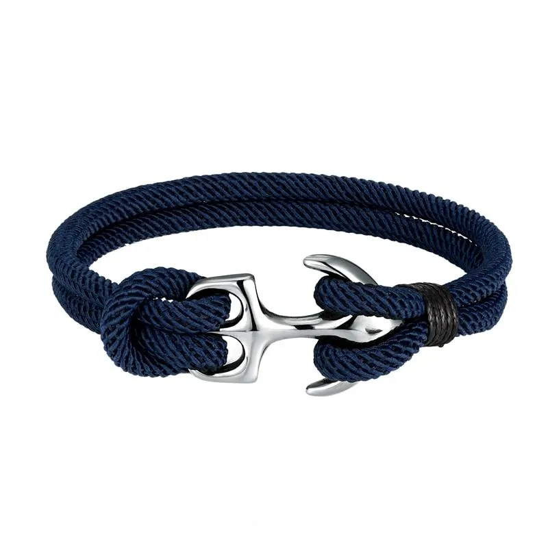 Gordi Silver Anchor Solid Rope Bracelet