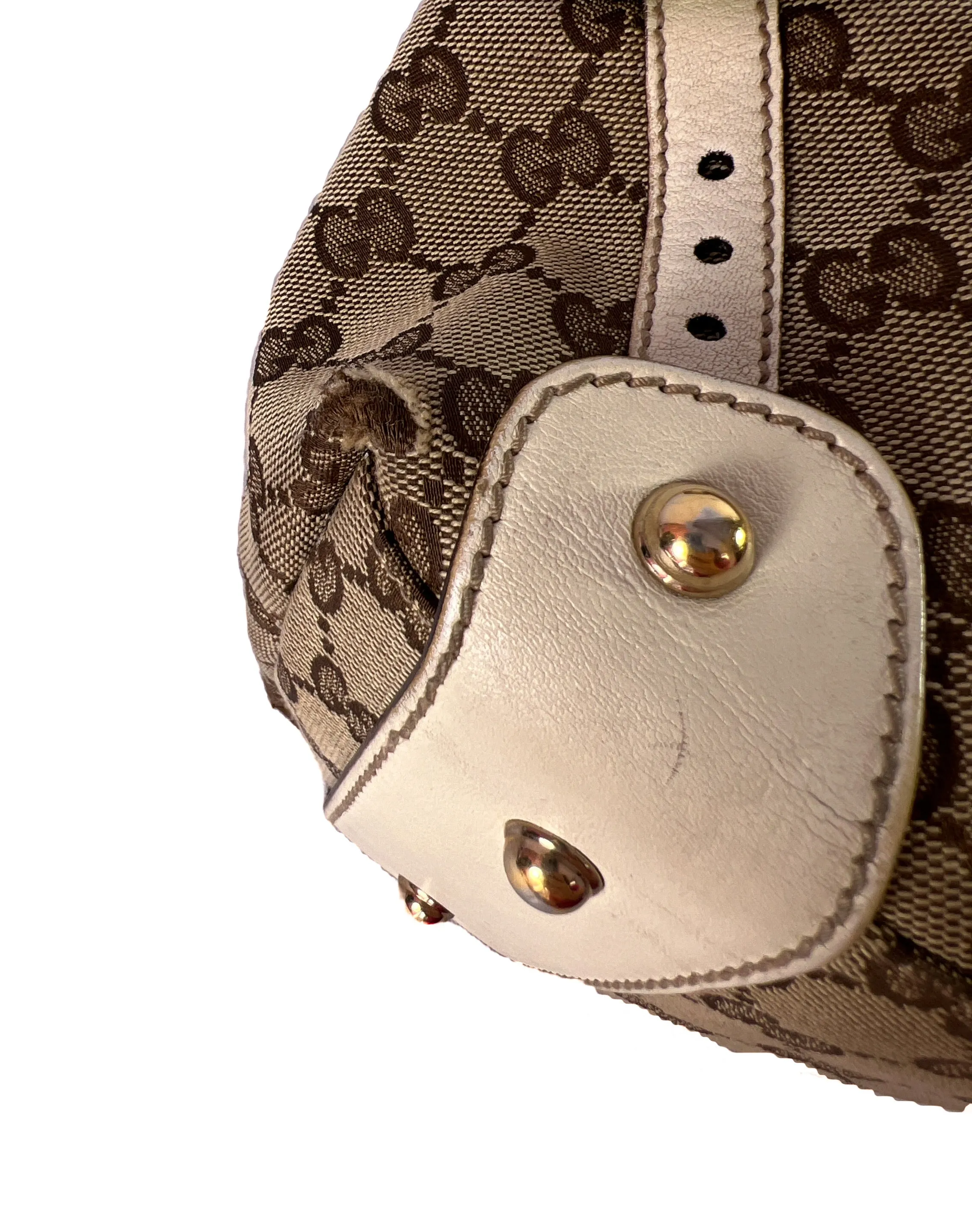 Gucci white and brown small Pelham hobo shoulder bag