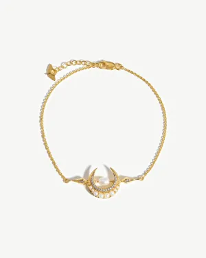 Harris Reed Crescent Moon Pearl Bracelet | 18k Gold Vermeil/Pearl