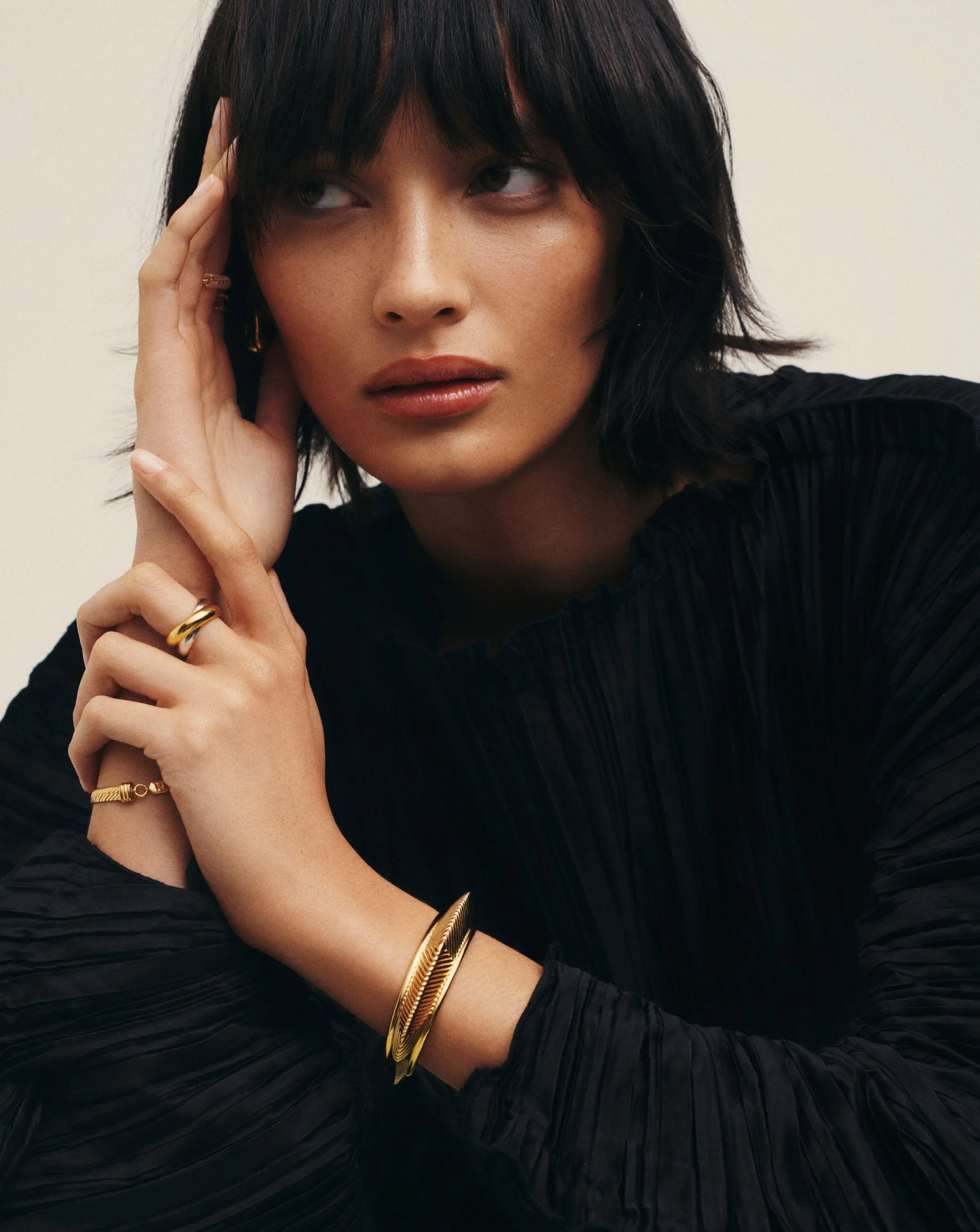 Hera Dome Ridge Statement Cuff Bracelet | 18k Gold Plated