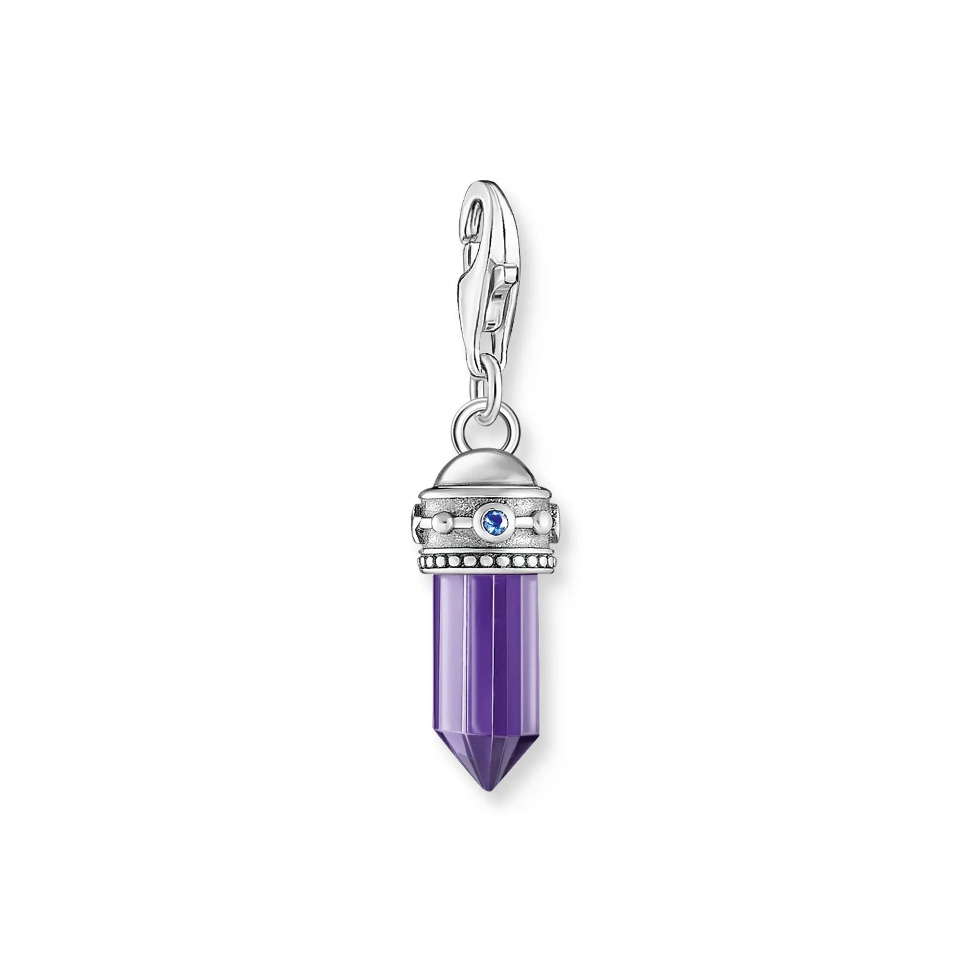 Hexagon Charm with imitation amethyst and fine symbols