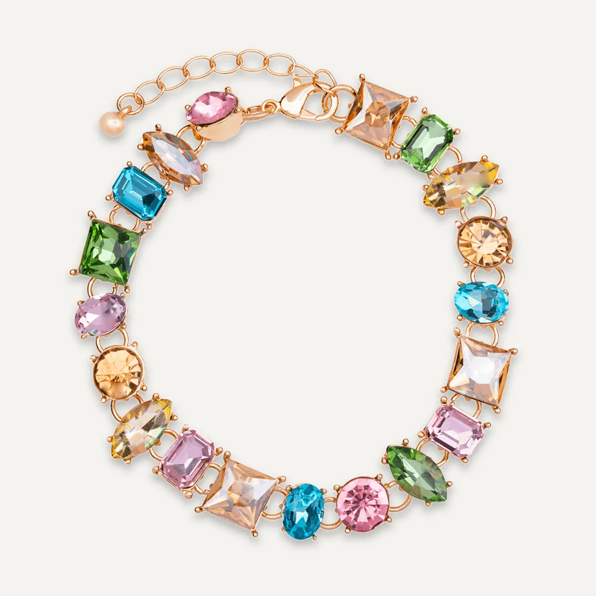 Iris Multi-Coloured Light Clasp Bracelet In Gold-Tone