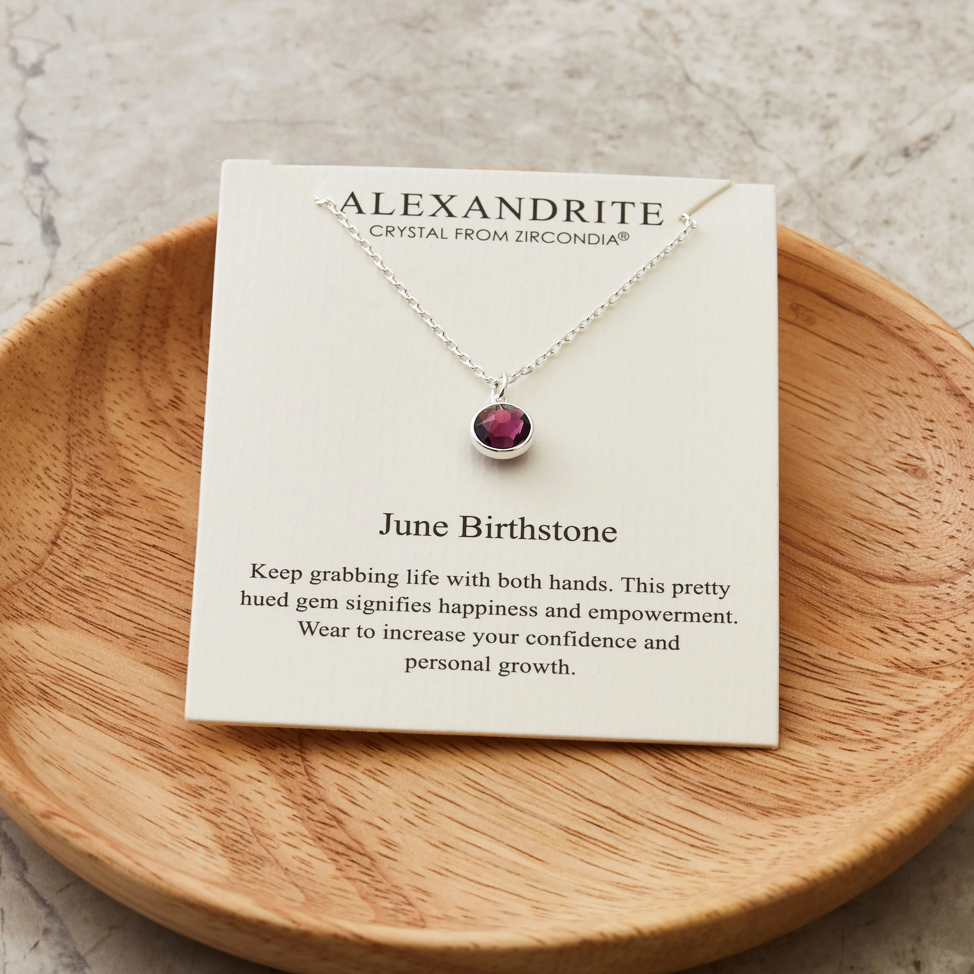 June (Alexandrite) Birthstone Necklace Created with Zircondia® Crystals