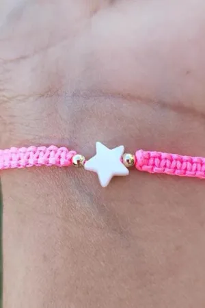 Kids - Star - Mother of Pearl Citron Bracelets - Neon Pink