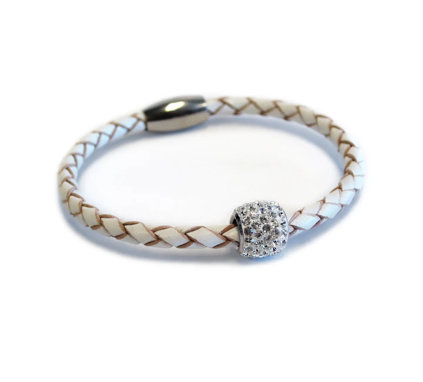 Liza Schwartz Single Silver Bedazzle Leather Bracelets