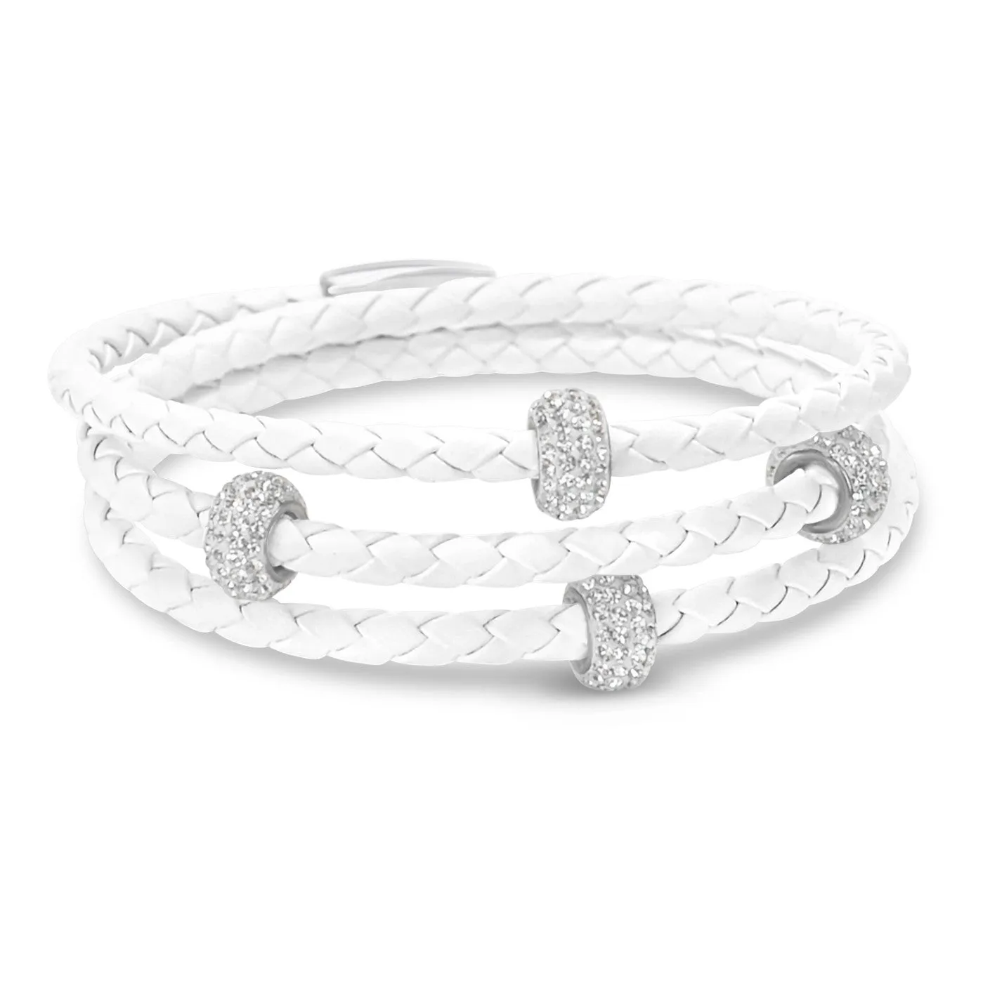 Liza Schwartz Sobe Bedazzle Triple Wrap Braided Leather Bracelets