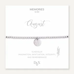 Memories: "AUGUST" | Gladiolus Bracelet | White Gold-Plated