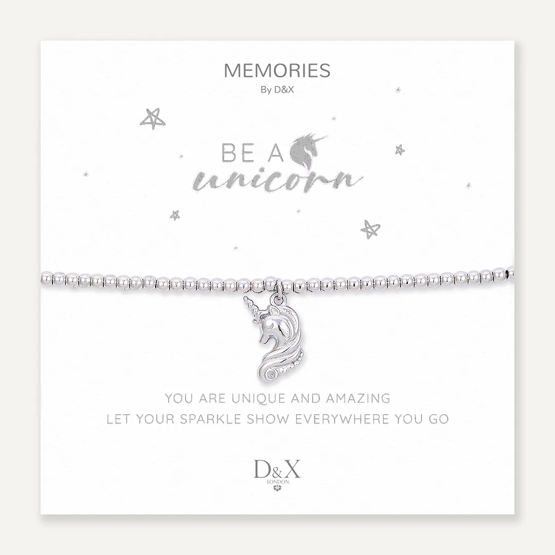 Memories: "BE A UNICORN" | Unicorn Bracelet | White Gold-Plated