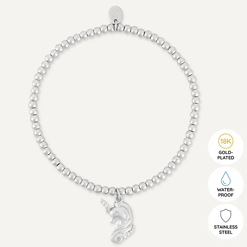 Memories: "BE A UNICORN" | Unicorn Bracelet | White Gold-Plated