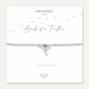 Memories: "BIRDS OF A FEATHER…" | Bird Bracelet | White Gold-Plated