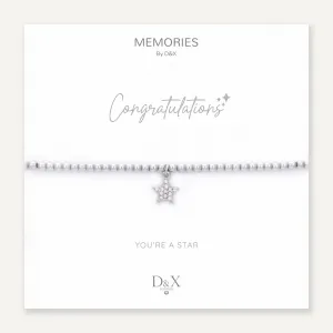 Memories: "CONGRATULATIONS" | Star Bracelet | White Gold-Plated