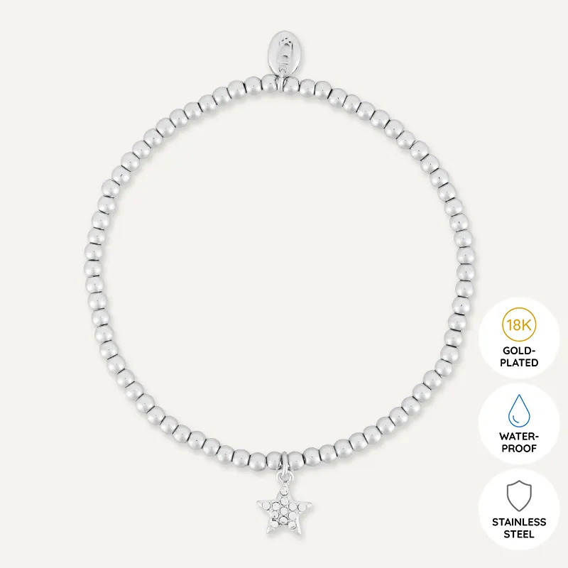 Memories: "CONGRATULATIONS" | Star Bracelet | White Gold-Plated