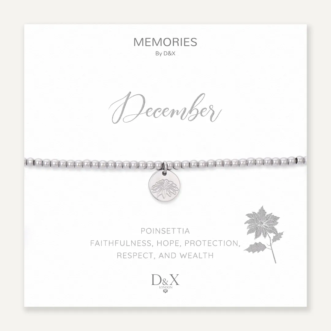 Memories: "DECEMBER" | Poinsettia Bracelet | White Gold-Plated