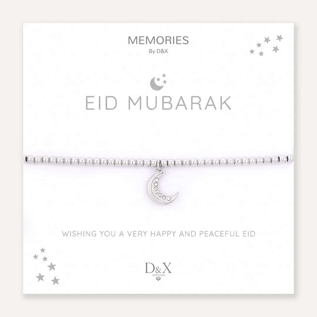 Memories: "EID MUBARAK" | Moon Bracelet | White Gold-Plated