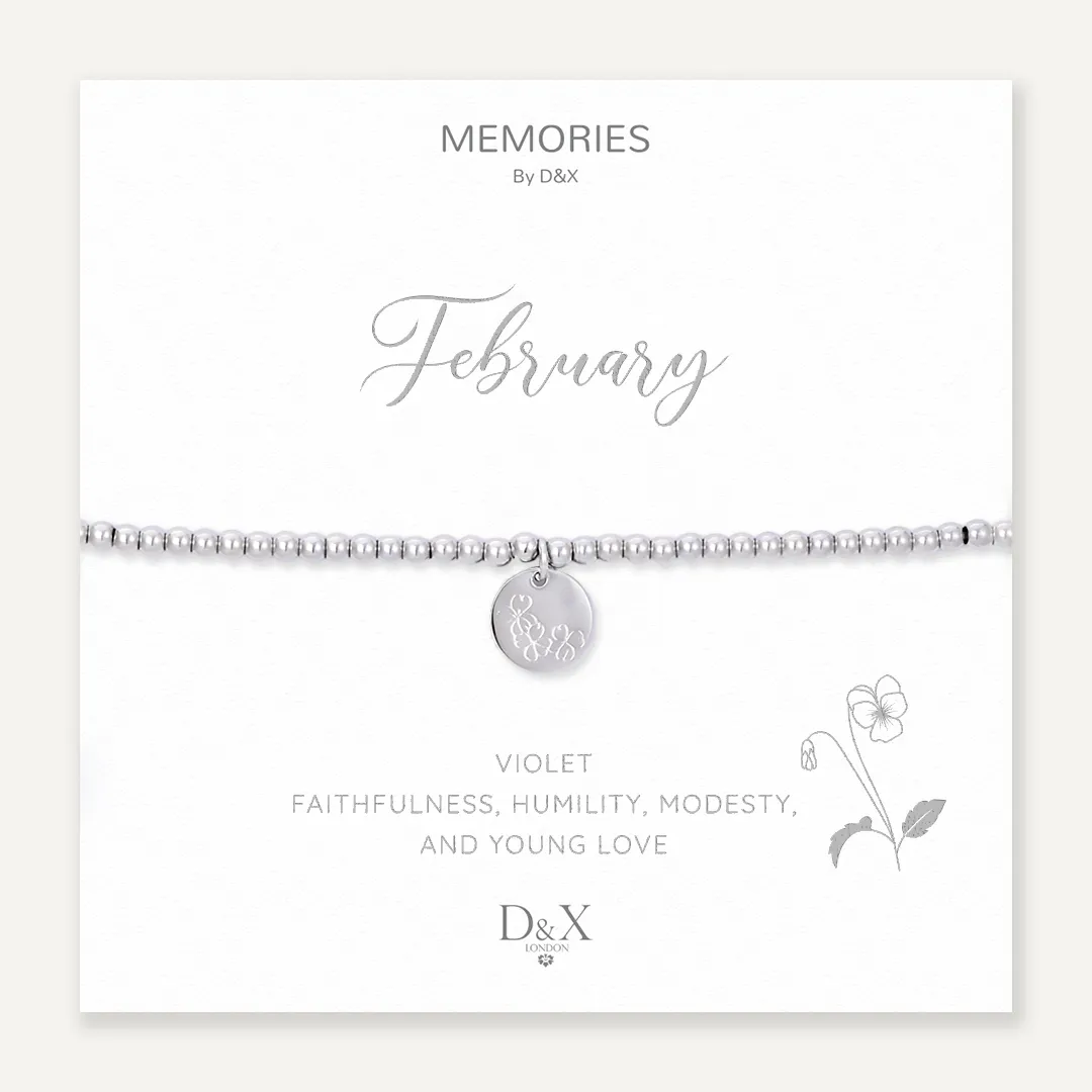 Memories: "FEBRUARY" | Violet Bracelet | White Gold-Plated