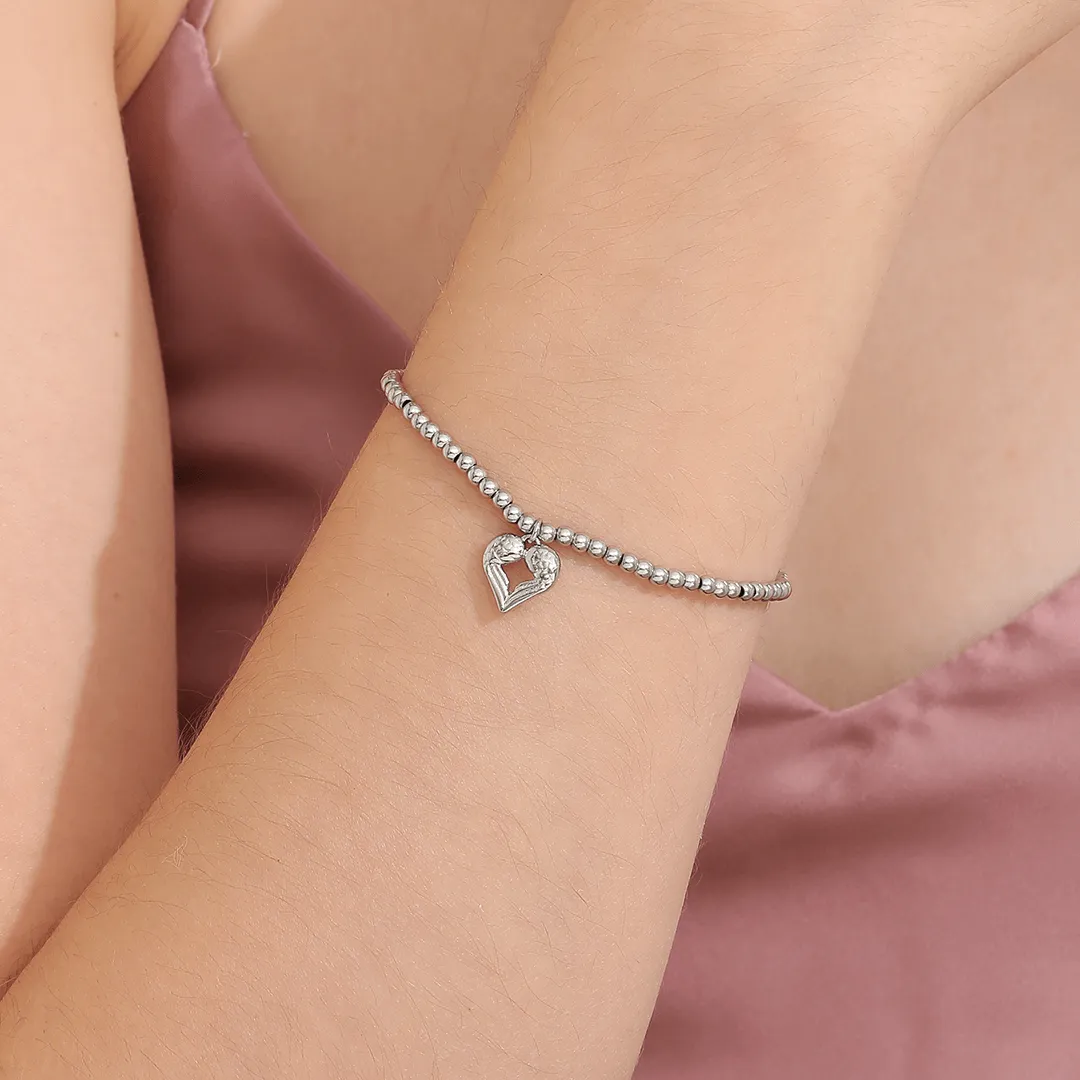 Memories: "GET WELL SOON" | Heart Bracelet | White Gold-Plated