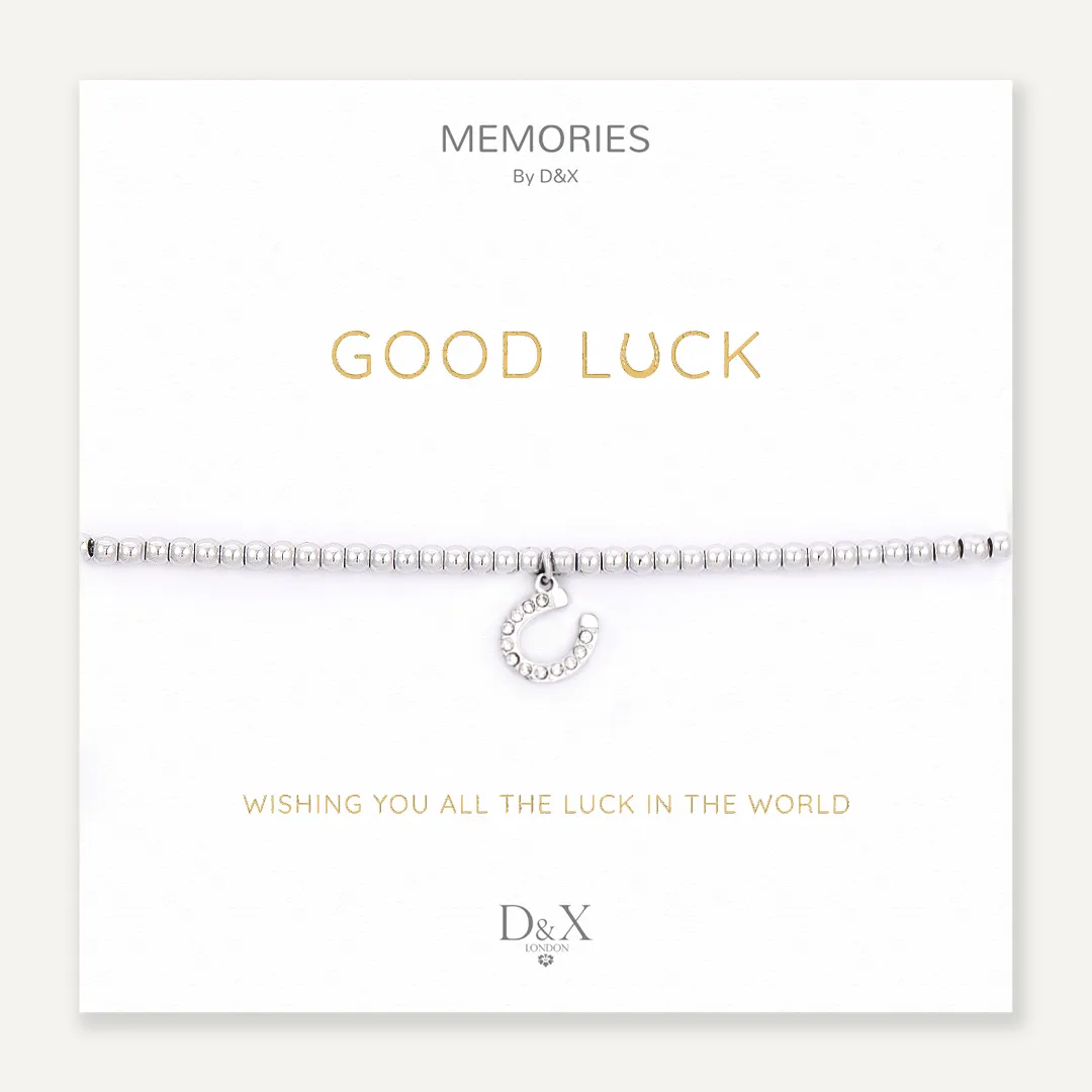 Memories: "GOOD LUCK" | Horse hoof Bracelet | White Gold-Plated