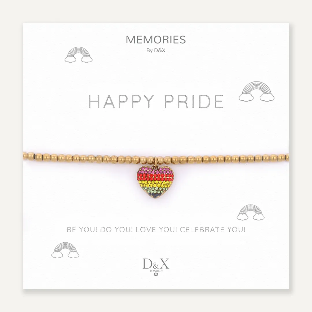 Memories: "HAPPY PRIDE" | Heart Bracelet | 18K Gold-Plated