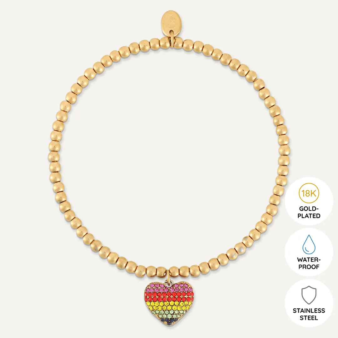 Memories: "HAPPY PRIDE" | Heart Bracelet | 18K Gold-Plated