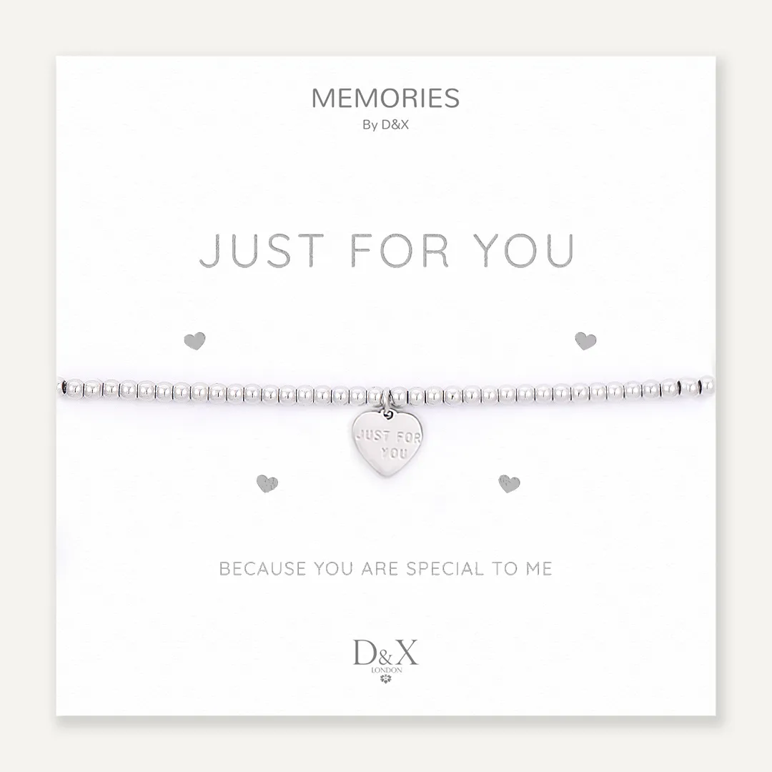 Memories: "JUST FOR YOU" | Heart Bracelet | White Gold-Plated