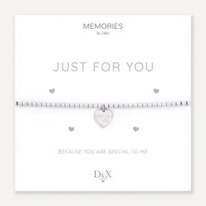 Memories: "JUST FOR YOU" | Heart Bracelet | White Gold-Plated