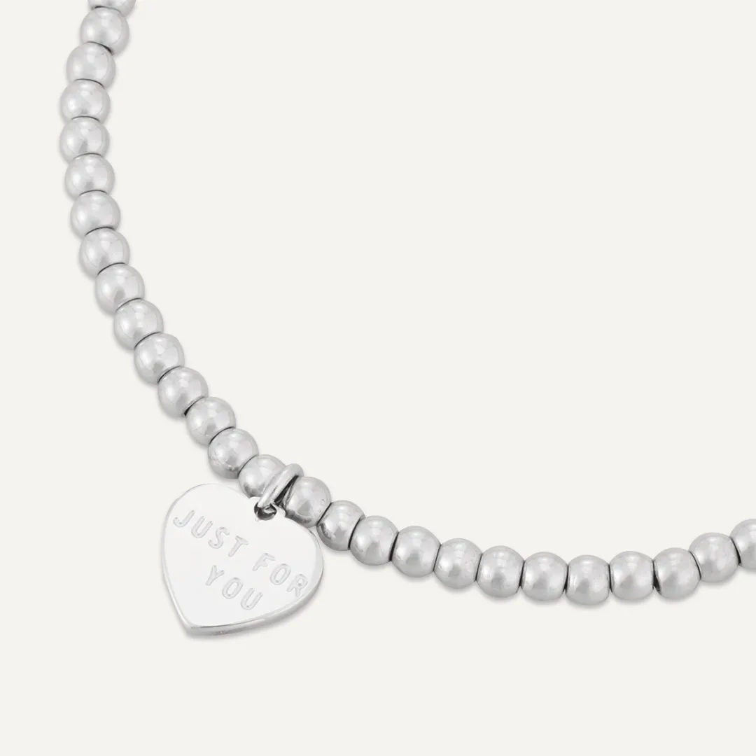 Memories: "JUST FOR YOU" | Heart Bracelet | White Gold-Plated