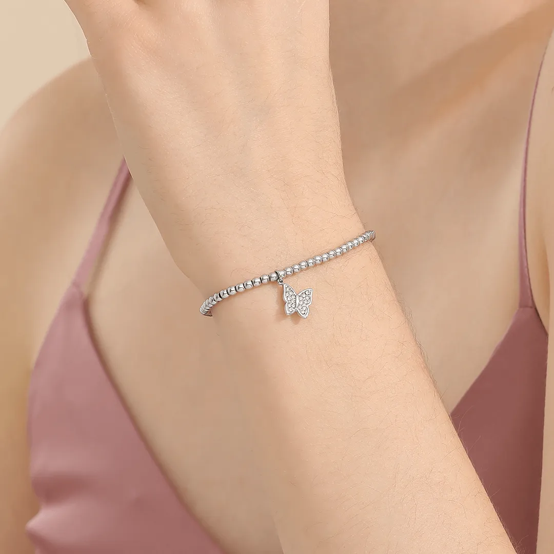 Memories: "LOVE IS LIKE A BUTTERFLY" | Butterfly Bracelet | White Gold-Plated