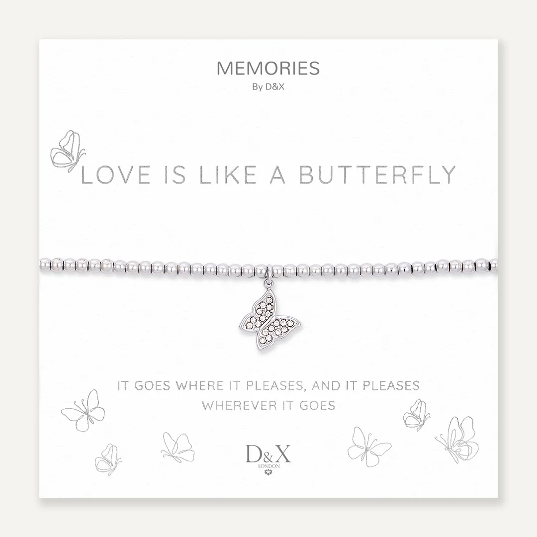 Memories: "LOVE IS LIKE A BUTTERFLY" | Butterfly Bracelet | White Gold-Plated