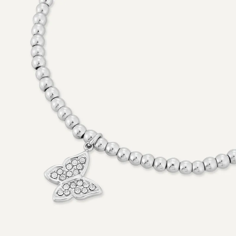 Memories: "LOVE IS LIKE A BUTTERFLY" | Butterfly Bracelet | White Gold-Plated