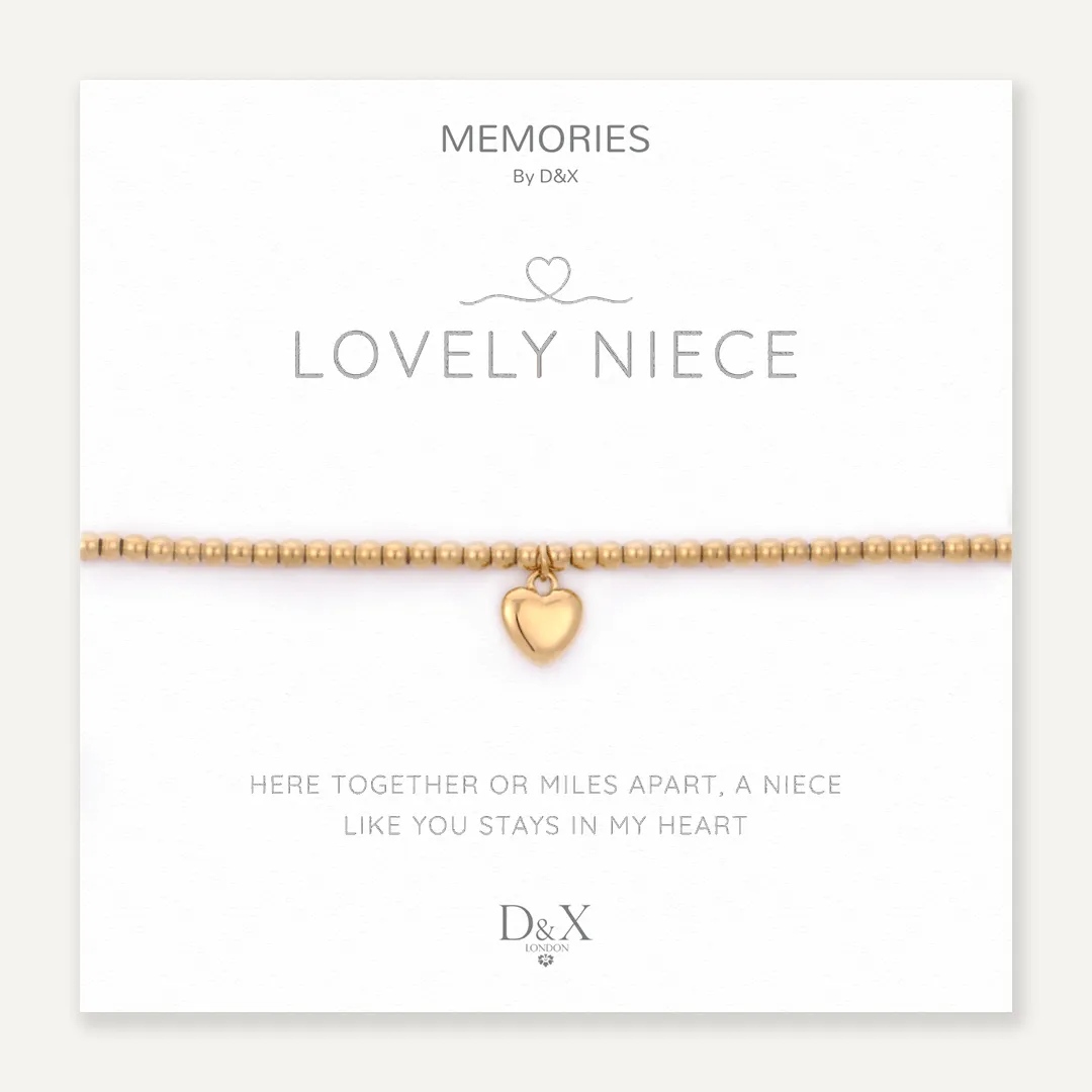 Memories: "LOVELY NIECE" | Heart Bracelet | 18K Gold-Plated