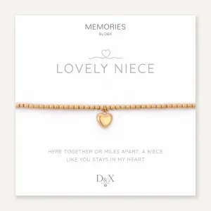 Memories: "LOVELY NIECE" | Heart Bracelet | 18K Gold-Plated