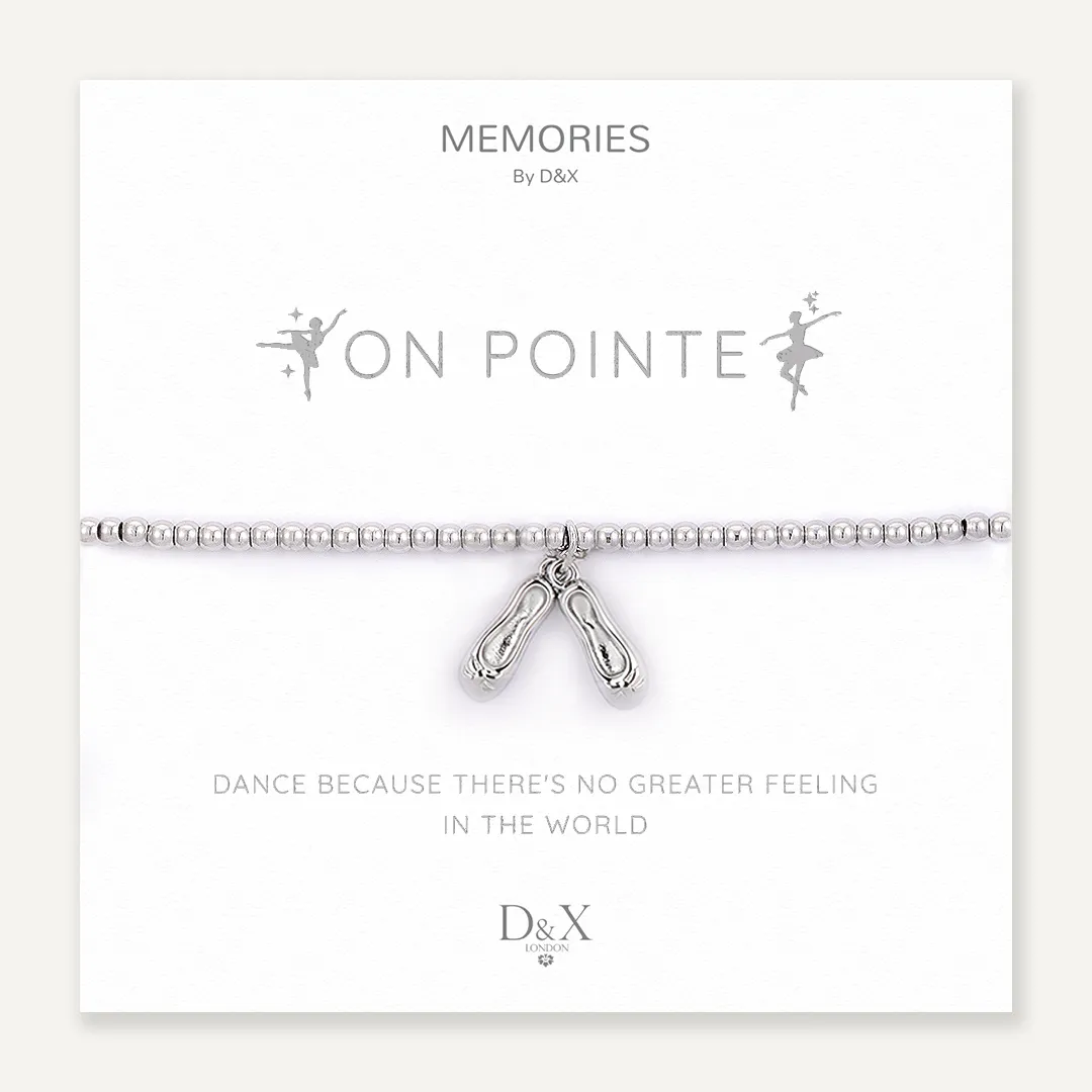 Memories: "ON POINTE" | Ballet Shoes Bracelet | White Gold-Plated