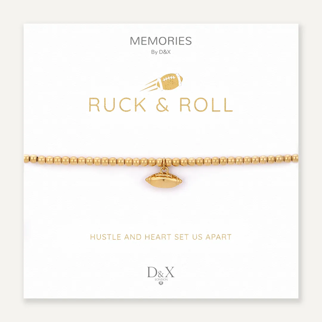 Memories: "RUCK & ROLL" | Rugby Ball Bracelet | 18K Gold-Plated