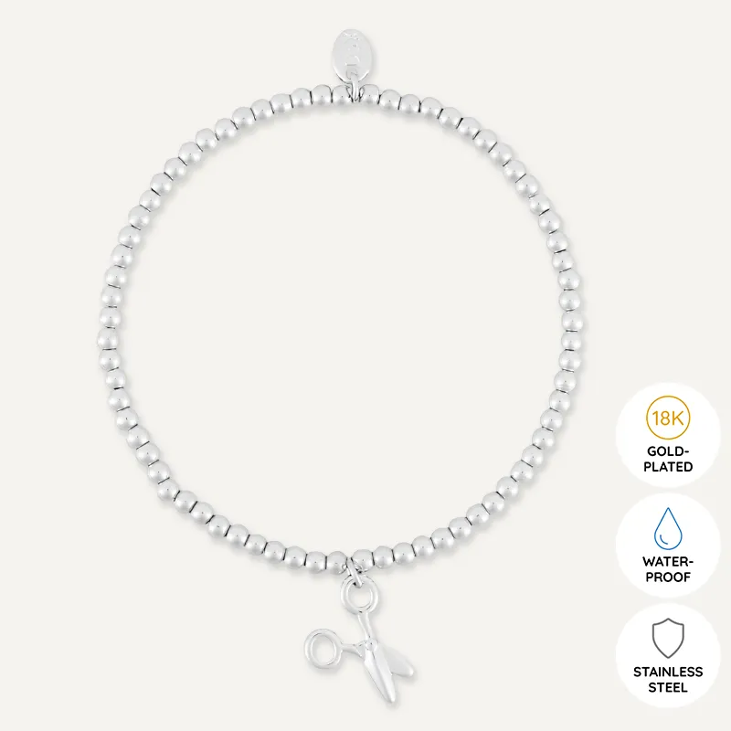 Memories: "SEW MUCH LOVE" | Scissors Bracelet | White Gold-Plated