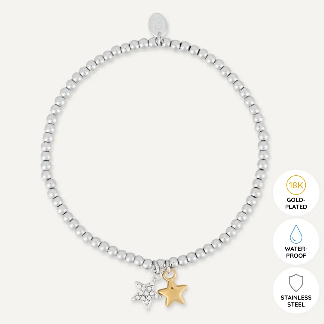 Memories: "TWINKLE" | Duo Star Bracelet | White Gold & 18K Gold-Plated