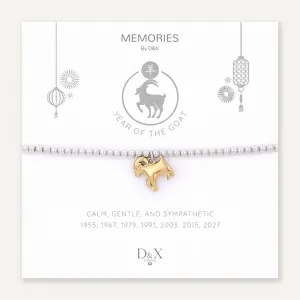 Memories: "YEAR OF THE GOAT" | Goat Bracelet | White Gold & 18K Gold-Plated