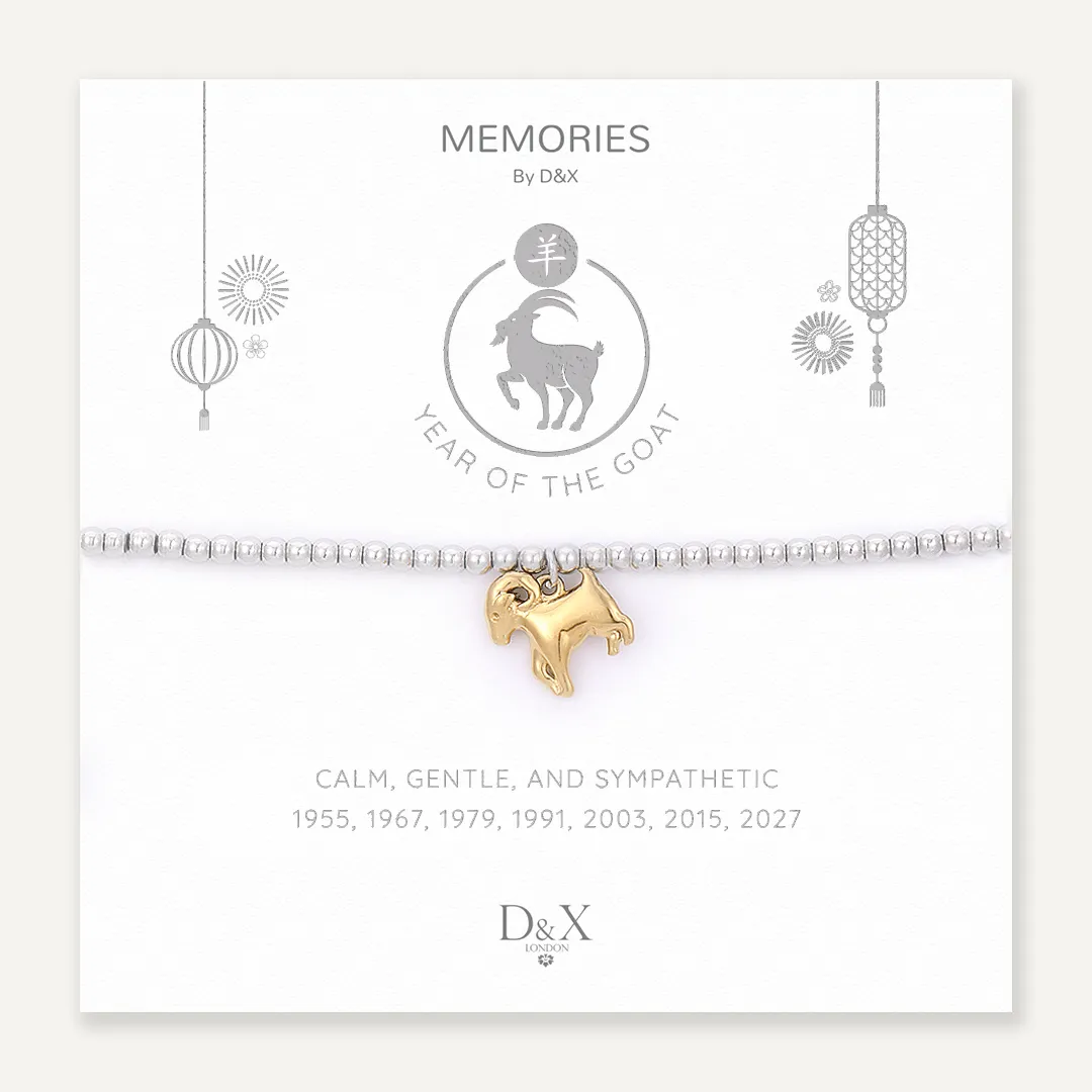 Memories: "YEAR OF THE GOAT" | Goat Bracelet | White Gold & 18K Gold-Plated