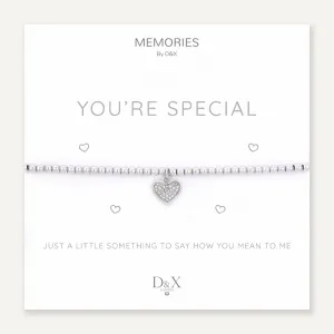 Memories: "YOU'RE SPECIAL" | Heart Bracelet | White Gold-Plated