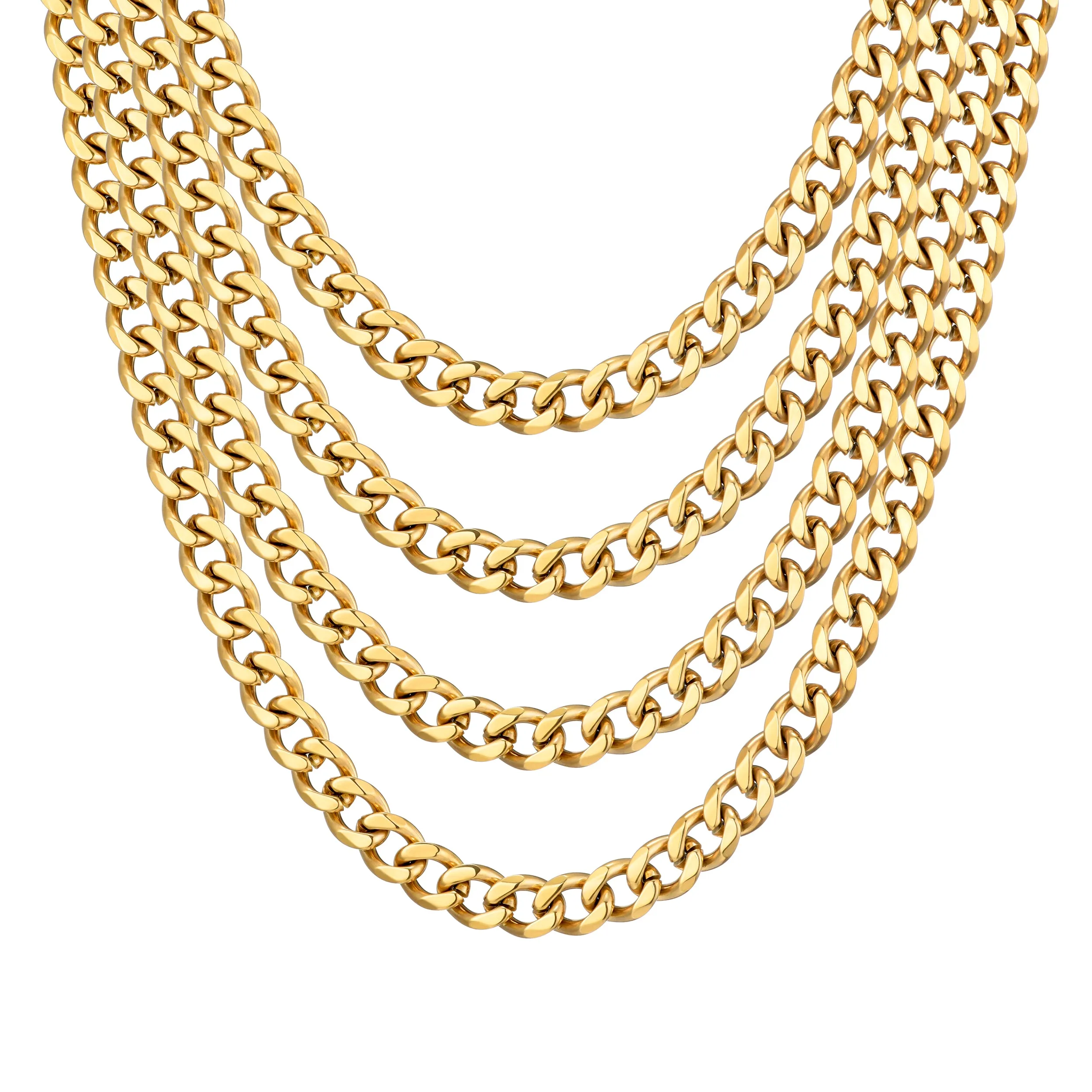 Men's 12mm Gold Plated Steel 18-24 Inch Cuban Curb Chain Necklace