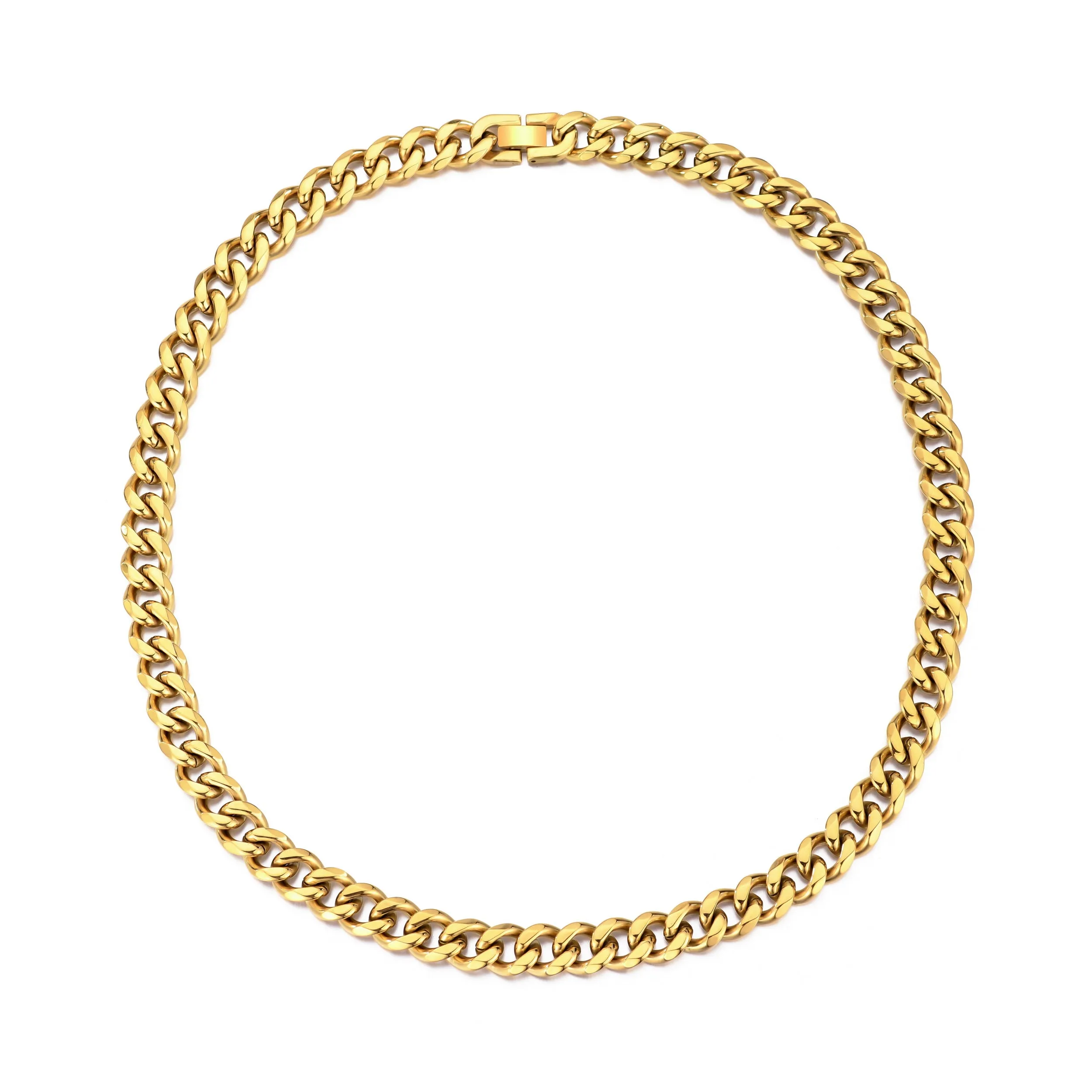 Men's 12mm Gold Plated Steel 18-24 Inch Cuban Curb Chain Necklace