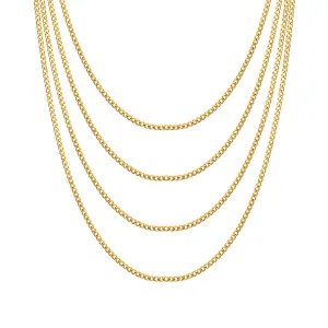 Men's 3mm Gold Plated Steel 18-24 Inch Cuban Curb Chain Necklace