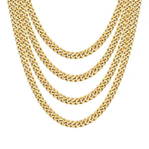 Men's 9mm Gold Plated Steel 18-24 Inch Cuban Curb Chain Necklace